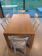 tafel + 6 stoelen, Huis en Inrichting, Tafels | Eettafels, Ophalen, Gebruikt, 50 tot 100 cm, Vijf personen of meer