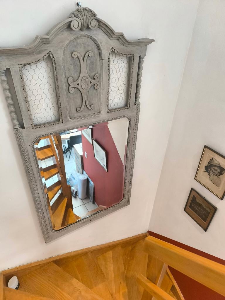 Miroir ancien retravaillé, Maison & Meubles, Enlèvement, Utilisé, Rectangulaire