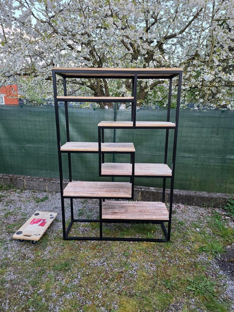 bibliothèque en manguier massif/metal, Maison & Meubles, Enlèvement