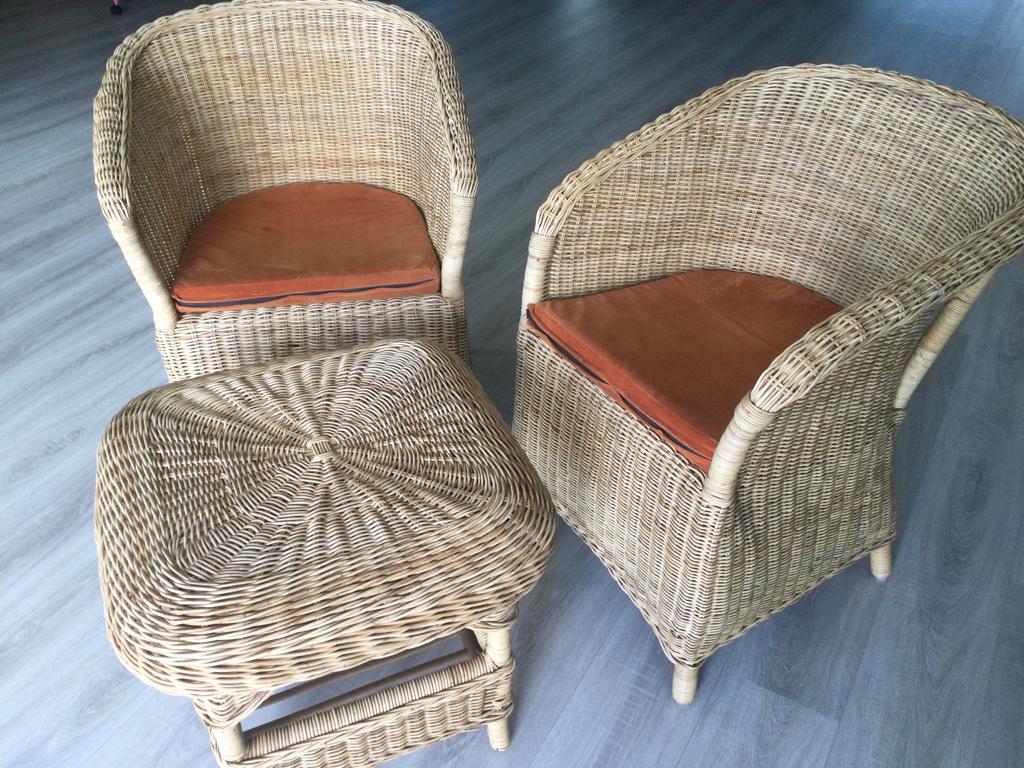 Tuinset in riet, Tuin en Terras, Rotan, Zo goed als nieuw, Tuinset, Ophalen