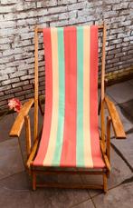 chaise de plage vintage, Jardin & Terrasse, Enlèvement ou Envoi, Utilisé, Bois, Pliant