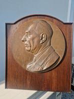 XXXL bronzen medaillon , diameter 44cm , 10 kilo op eiken st, Enlèvement ou Envoi, Bronze