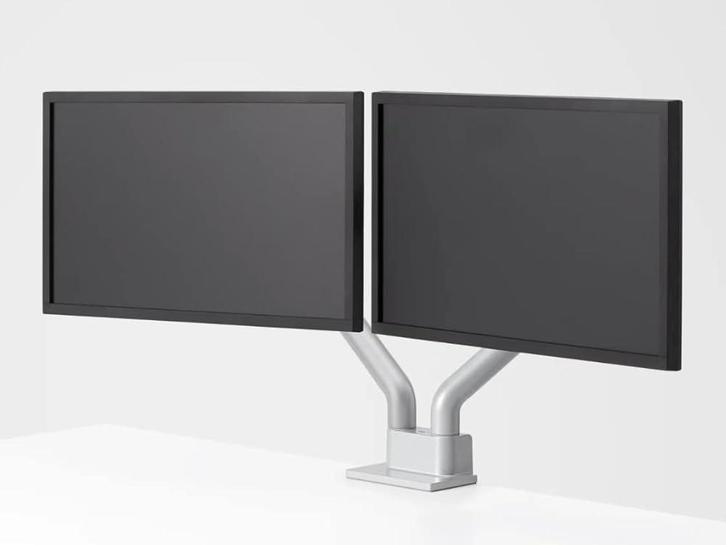 Premium Fully JAX dual monitor arm met horiz. sliders (WIT), Computers en Software, Monitoren, Zo goed als nieuw, In hoogte verstelbaar
