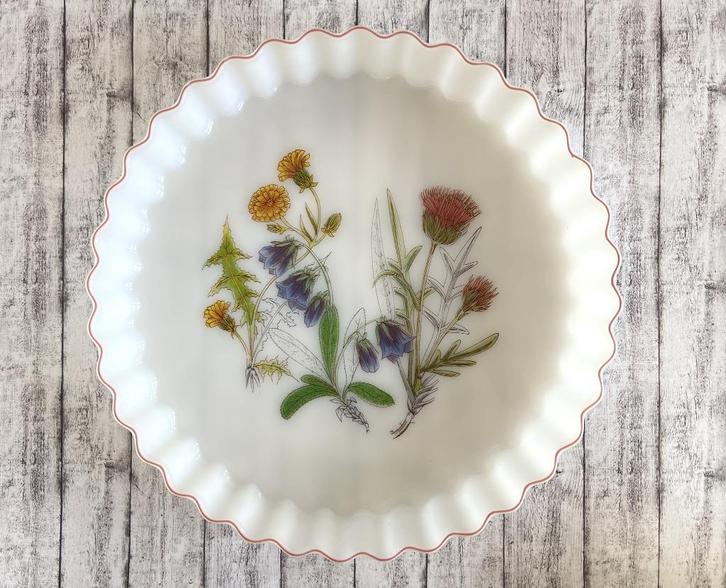 Plat à tarte Arcopal motif botanique, Antiquités & Art, Antiquités | Céramique & Poterie, Enlèvement ou Envoi