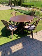 Rotan tafel met stoelen, Ophalen, Japandi, Gebruikt, Rond