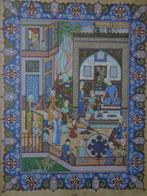 zeer fijne aquarel in de stijl van een Perzische miniatuur, Ophalen of Verzenden