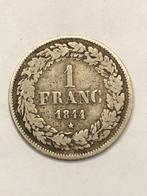 Munt zilver België 1 FR Leop I jaartal  1844 gelauwerd, Zilver, Ophalen of Verzenden, Losse munt, Zilver