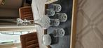 Set karaf, 5 glaasjes en schaaltjes in bleikristal, Antiek en Kunst, Ophalen
