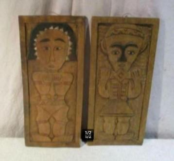 2 magnifiques sculptures sur bois « Homme et femme » - Wesse