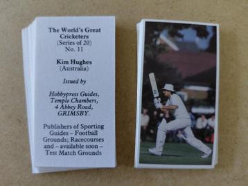 The World's Great Cricketers complete set 20 chromos 1984 beschikbaar voor biedingen