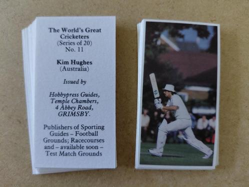 The World's Great Cricketers complete set 20 chromos 1984, Verzamelen, Sportartikelen en Voetbal, Poster, Plaatje of Sticker, Ophalen of Verzenden