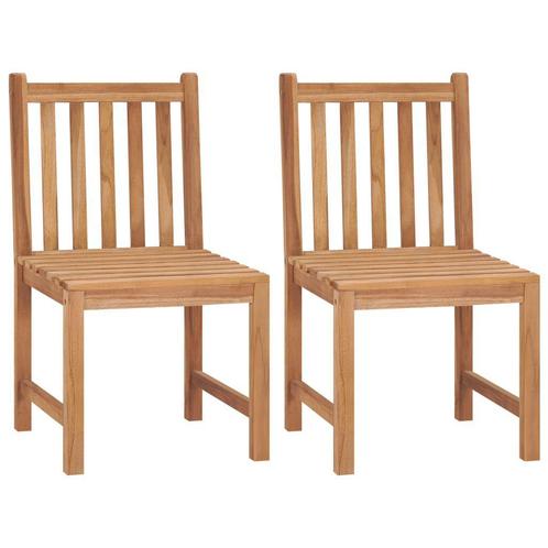 Tuinstoelen 2 st massief teakhout, Tuin en Terras, Tuinstoelen, Nieuw, Hout, Ophalen of Verzenden