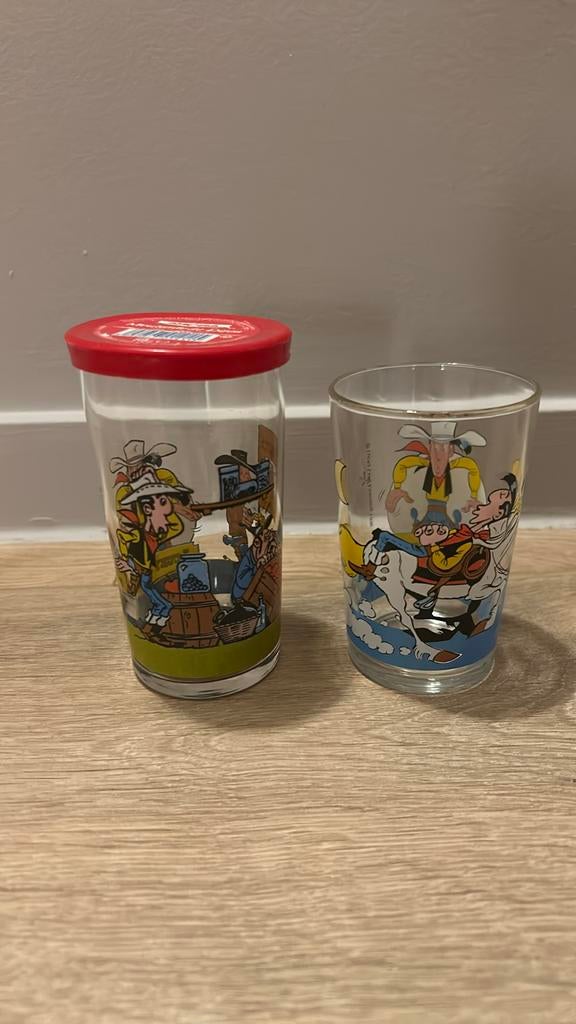 Lucky luke 2 glazen Amora 1996, Ophalen of Verzenden, Zo goed als nieuw