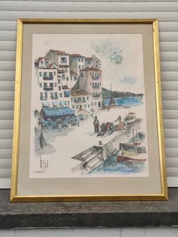 aquarelle villefrance signe stanislas lepine beschikbaar voor biedingen