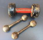 Set/3 antieke dumbells, halters, staal, Ophalen of Verzenden