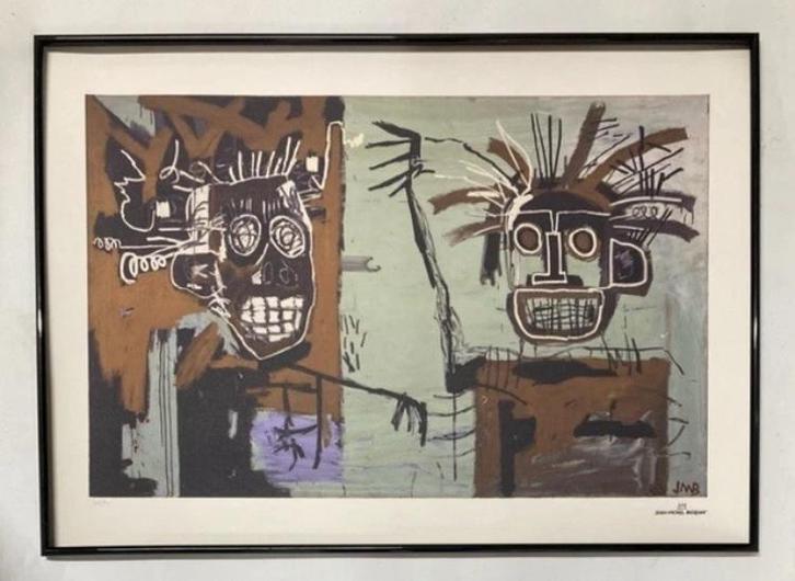 Jean Michel Basquiat : lithographie encadrée 50 par 70, Antiquités & Art, Art | Lithographies & Sérigraphies, Enlèvement ou Envoi