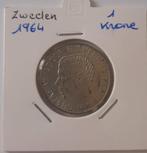 Zweden 1 kroon 1964 zilver, Ophalen of Verzenden