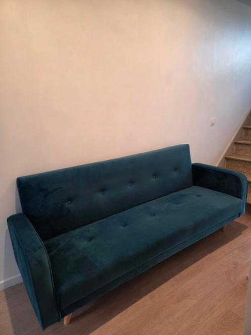 Canapé 3p velours bleu canard, Huis en Inrichting, Zetels | Zetels, Ophalen