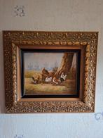 2 stuks schilderijtjes met kippen., Antiek en Kunst, Ophalen