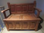 Vintage eiken halbank met berging, Antiek en Kunst, Ophalen