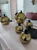 3 gouden glazen hanglampen, Ophalen, Zo goed als nieuw, Glas, Modern