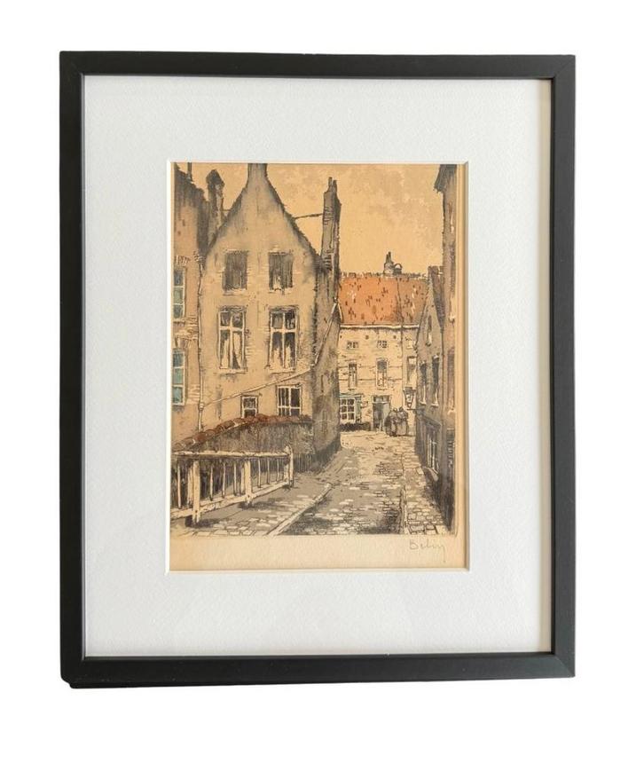 Set originele etsen – Hebbelinck – Brusselse straatgezichten, Antiek en Kunst, Kunst | Etsen en Gravures, Ophalen of Verzenden