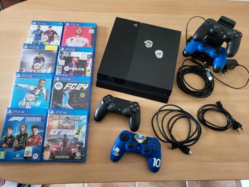 PlayStation4 Slim met 4 controllers, 8 games & oplaadstation, Games en Spelcomputers, Spelcomputers | Sony PlayStation 4, Gebruikt