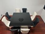 zwarte glazen design eettafel met 8 stoelen, Huis en Inrichting, Ophalen, Zo goed als nieuw, Table à manger design en verre noir