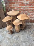 Teak houten paddestoelen, setje van 5 stuks! Zeer decoratief, Tuin en Terras, Ophalen of Verzenden, Zo goed als nieuw