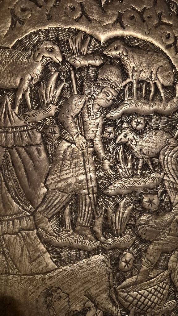 Antiek gegraveerde , ghalamzani Perzisch ,oosterse schaal, Antiek en Kunst, Kunst | Niet-Westerse kunst, Ophalen of Verzenden