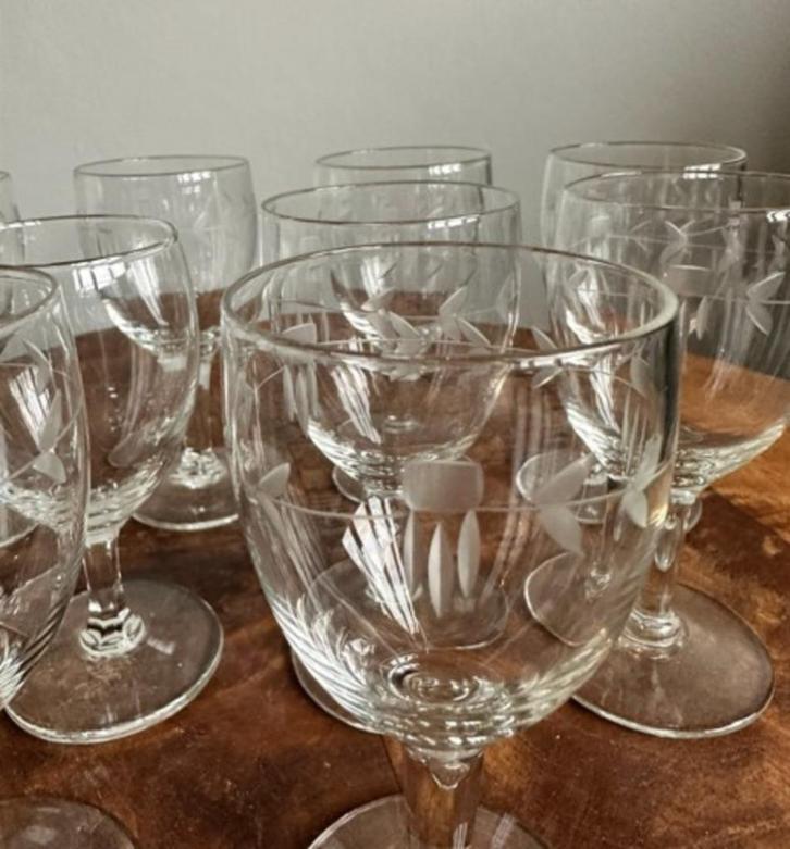 Kristallen wijnglazen (10), Antiek en Kunst, Antiek | Glaswerk en Kristal, Ophalen of Verzenden