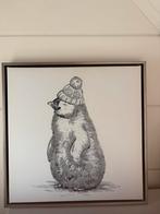 2x kader met pinguin - erg schattig - zilver, Antiek en Kunst, Kunst | Tekeningen en Fotografie, Ophalen