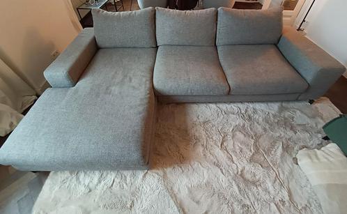 3 zit L-zetel grijs - overstock home, Huis en Inrichting, Zetels | Complete zithoeken, Gebruikt, Stof, Ophalen