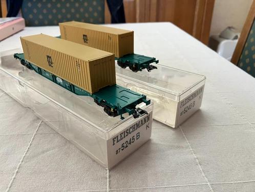 Fleischmann NMBS 2 stuks HO B-cargo containerwagens 875245 B, Hobby & Loisirs créatifs, Trains miniatures | HO, Fleischmann, Enlèvement ou Envoi