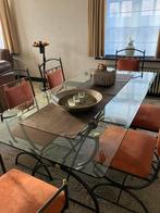 Eetkamertafel met glas, Ophalen, Zo goed als nieuw, Glas