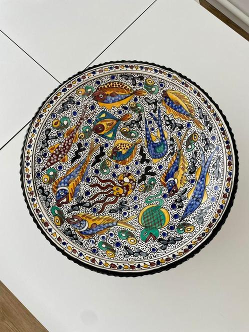 Vintage keramische handgeschilderde vis schaal, Huis en Inrichting, Keuken | Servies, Ophalen