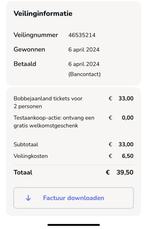 2 tickets Bobbejaanland, Tickets en Kaartjes, Kortingen en Cadeaubonnen, Pretpark, Twee personen