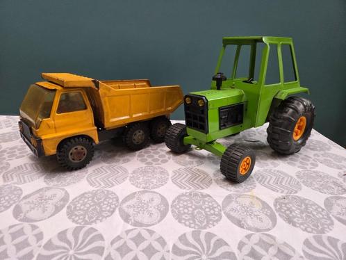 Vintage Metalen speelgoed tractor & kiepwagen – Rico Spanje, Verzamelen, Speelgoed, Gebruikt, Ophalen