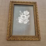 Illustratie van een roos uitgekrast in papier of metaal, Ophalen of Verzenden