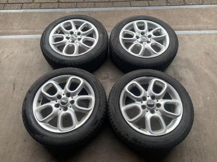 ORIGINELE MINI ONE COOPER VELGEN + BANDEN 195 55 R16 + TPMS, Auto diversen, Dakdragers, Gebruikt, Ophalen of Verzenden