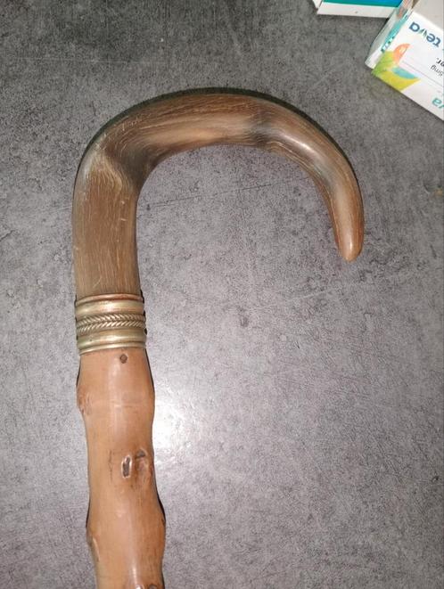 Eeuwenoude mispelstok.Horn pommel, Diversen, Wandelstokken, Ophalen of Verzenden
