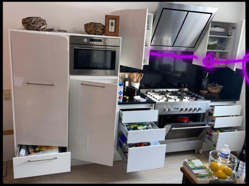 KEUKEN, Huis en Inrichting, Keuken | Complete keukens, Gebruikt, Dubbelwandige keuken, Wit, Graniet of Steen, Hoogglans of Gelakt