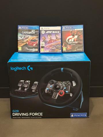 Logitech G29 compatible PS3 PS4 PS5 avec 3 jeux beschikbaar voor biedingen
