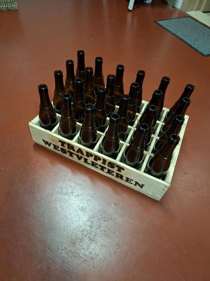 Houten bak West-Vleteren incl lege flesjes., Verzamelen, Biermerken, Flesje(s), Ophalen