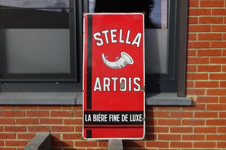Stella Artois origineel emaille uit de jaren 40 Benedictus, Verzamelen, Merken en Reclamevoorwerpen, Gebruikt, Reclamebord, Ophalen