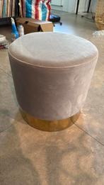 Poef velvet grijs met gouden poot, Huis en Inrichting, Ophalen, Zo goed als nieuw