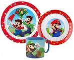 Super Mario Kinderservies met Mok - Magnetron, Kinderen en Baby's, Nieuw, Ophalen of Verzenden