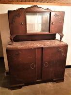 vintage kast met vitrine en marmer tablet 180x130x48 cm., Enlèvement