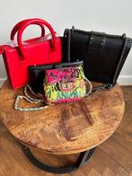Set van 3 Handtassen + Portefeuille, Handtassen en Accessoires, Tassen | Damestassen, Ophalen of Verzenden, Gebruikt, Zwart, Handtas