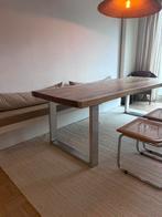 Prachtige massive eikenhouten tafel met stalen poten, Huis en Inrichting, Tafels | Eettafels, Ophalen, Zo goed als nieuw